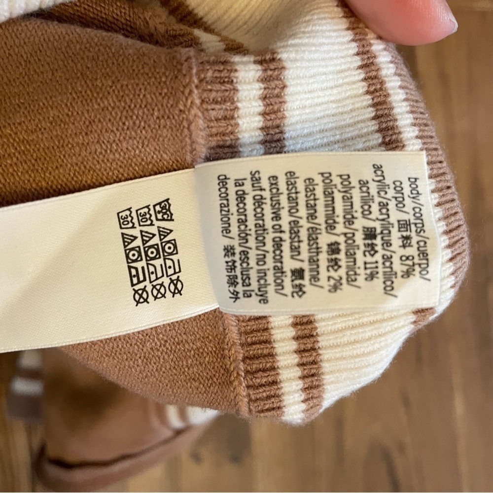 PINK Victoria's Secret Brown Sweater with White Stripes - Picture 3 of 3